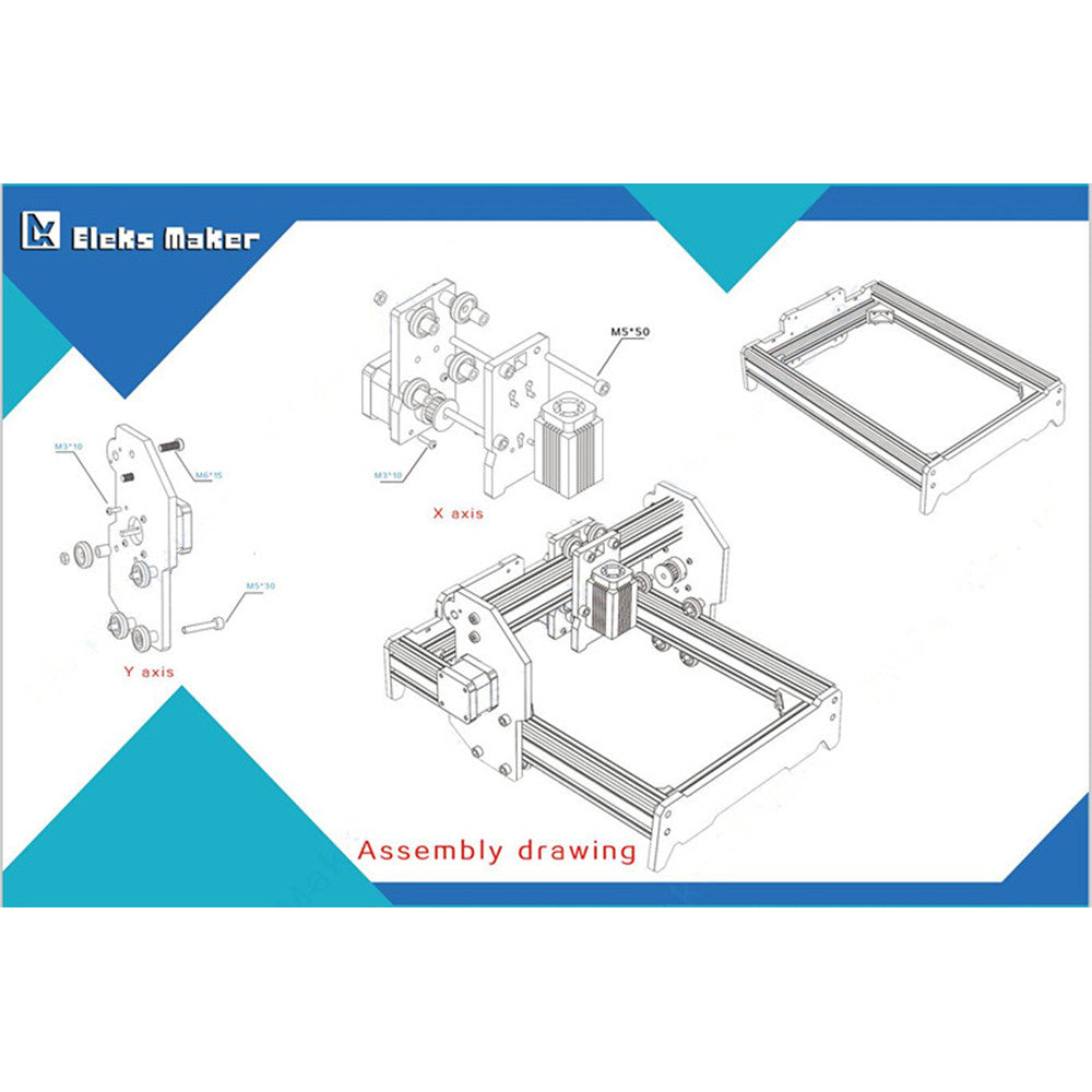 2500mW Desktop DIY Laser Engraver Engraving Machine CNC Printer aluminium alloy and acrylic Material A3 - Mega Save Wholesale & Retail - 5