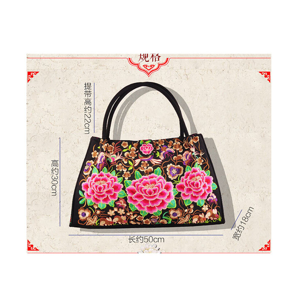 Bohemian Woman's Bag National Style Embroidery Single-shoulder Bag Embroidery Handbag Big Bag Factory(Big Szie)    red base cloud - Mega Save Wholesale & Retail - 2