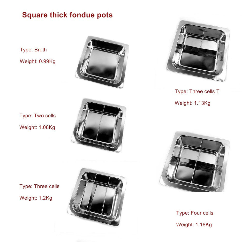 Special thick stainless steel fondue pots square wholesale non-magnetic grid there is no clear lattice duck pot soup pot factory direct   2 Cells - Mega Save Wholesale & Retail - 2