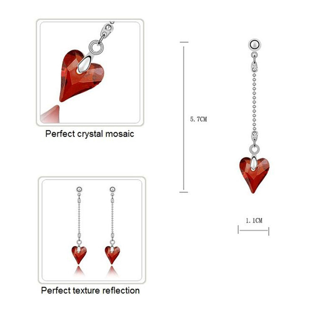 Factory wholesale long paragraph Korean version hypoallergenic earrings European and American fashion Austria Crystal Earrings - roses     CRYSTAL RED ROCK - Mega Save Wholesale & Retail - 2