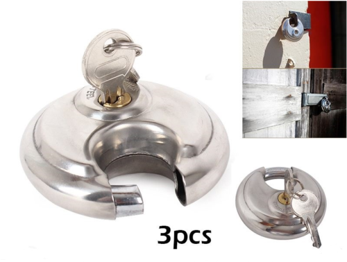 3 x 70mm 2-3/4" Steel Armor Disc Padlock for Trailer / Self Storage keyed alike