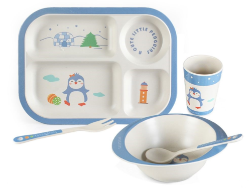 Kids Toddler Dinner Set 5PCS Dinnerware Cartoon Design Gifts