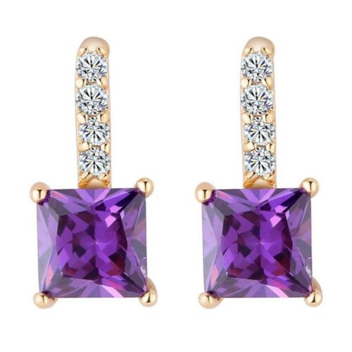 Square Zircon Ear Accessory    gold plated purple zircon