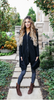 Women's Black Zip Up Long Hoodie Top with Asymmetric Edge Spring Autumn Fall