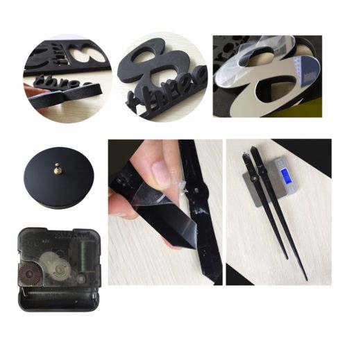 Creative Wall Clock Simple Silent DIY Mirror    silver