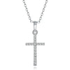 Cross Pendant Zircon Diamanted Necklace   silver