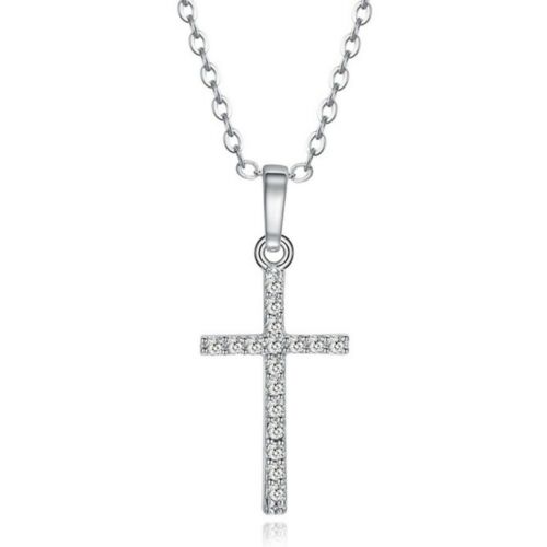 Cross Pendant Zircon Diamanted Necklace   silver