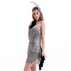 Sexy Uniform Underwear Tassel Dress Halloween   grey
