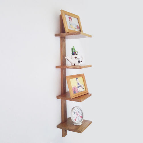 Rustic wood CD/DVD Storage Display 4 Tier Wall Mount Corner Shelves