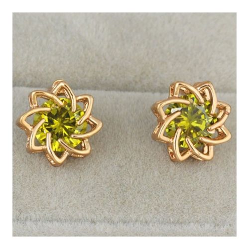18K Gold Galvanized Austrian Zircon Earrings  green