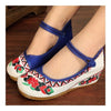 Old Beijing Cloth Embroidered Shoes Flax   blue