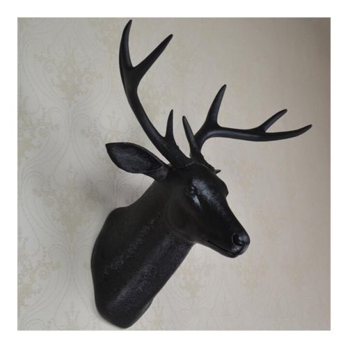 Plastic Deer Head Wall Hanging Decoration black