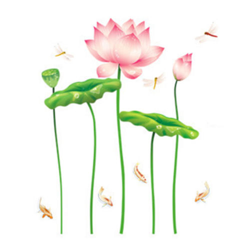 Removeable Lotus Flower Wallpaper Wall Sticker Waterproof