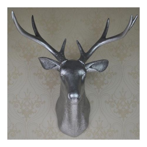 Plastic Deer Head Wall Hanging Decoration silver