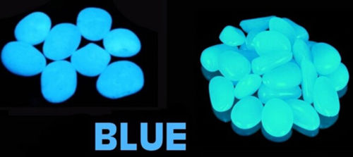 100pcs Hot Man-Made Glow in the Dark Pebbles Stone for Garden Walkway  Blue