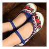 Old Beijing Cloth Embroidered Shoes Flax   blue
