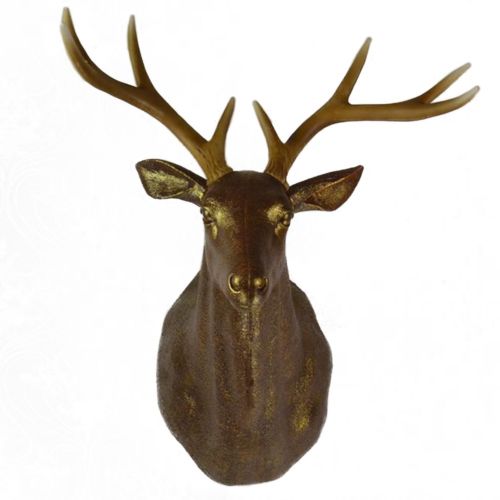 Large Size Plastic Deer Head Wall Hanging Decoration antique golden