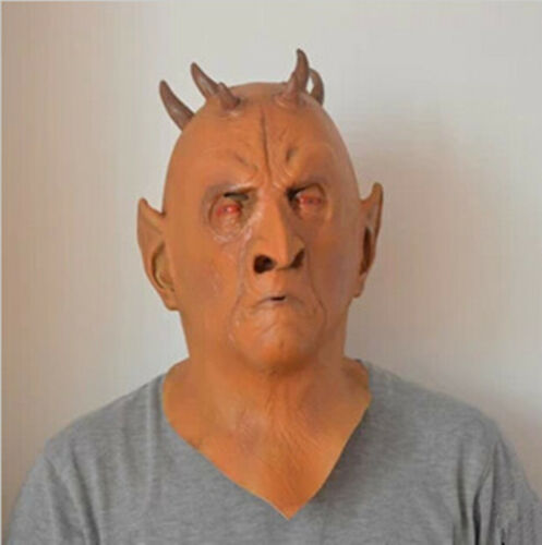 Red Eye Devil Head Mask Rubber Latex Animal Costume Full head Mask Halloween Cos