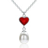 Necklace Romantic Love Heart Hanging Pearl with Silver