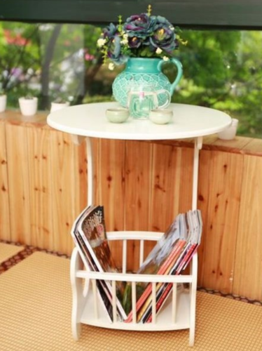 Coffee Tea Table Laptop Lamp Wooden - WHITE