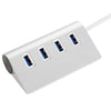 Silver Magnalium Alloy 4 Port Micro USB 3.0 Concentrator