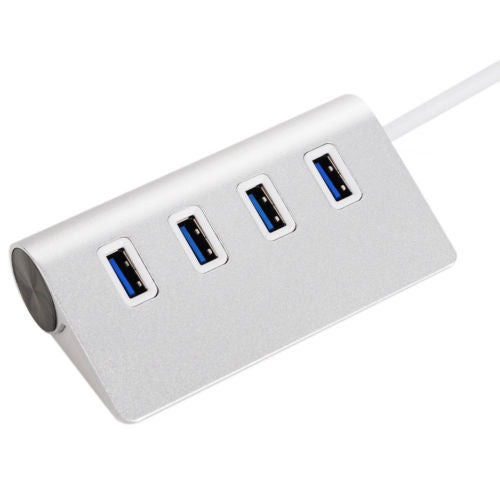 Silver Magnalium Alloy 4 Port Micro USB 3.0 Concentrator