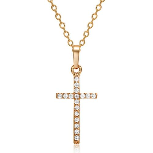 Cross Pendant Zircon Diamanted Necklace   golden