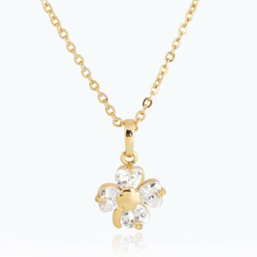 Necklace Lucky Clover 18K Gold Platinum Zircon Pendant  yellow