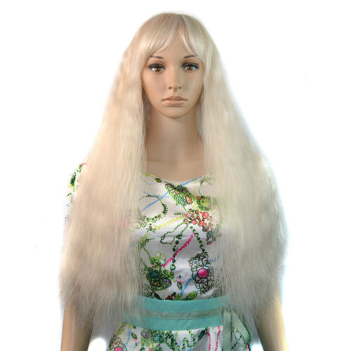 70cm light wavy thick Wig Hair Cap Corn Stigma Fluffy Curled cosplay