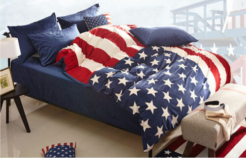 USA Flag Velvet Warm Duvet Quilt Cover Sets Bedding Cover Sets