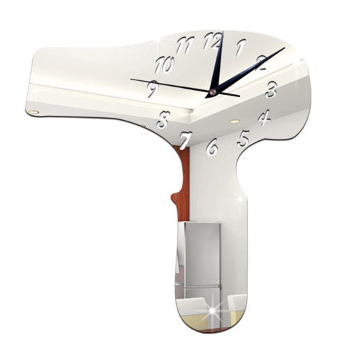 Living Room Decoration DIY Creative Hair Drier Pattern Mirror Wall Clock