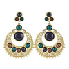 Ethnic Colorful Alloy diamond crescent earrings   COFFEE+BLUE