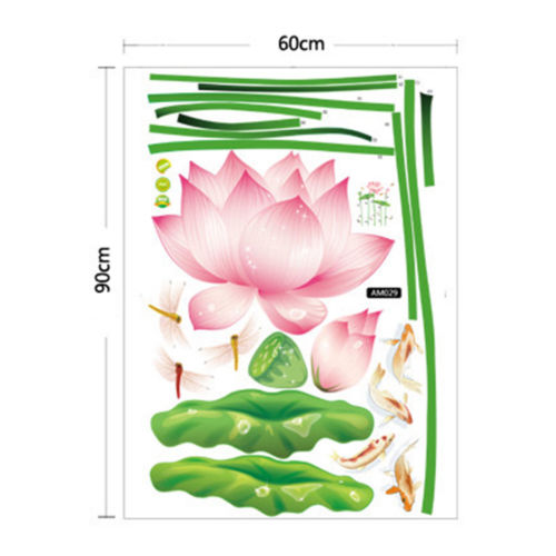 Removeable Lotus Flower Wallpaper Wall Sticker Waterproof