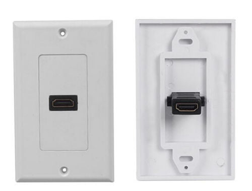 HDMI 1-Port Wall Face Plate Panel Outlet Extender 3D 1080p White Cover Coupler