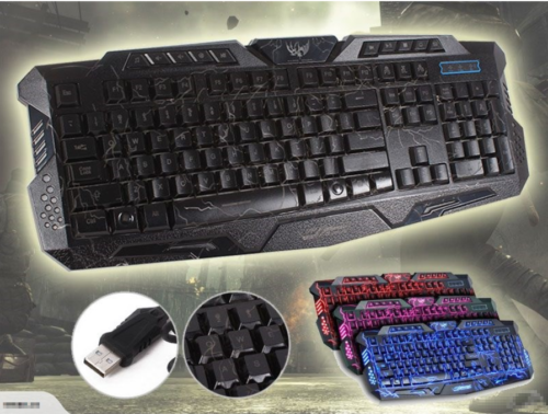 Gaming Keyboard 3 Colours Backlighting Wired Multimedia PC Gaming Keyboard