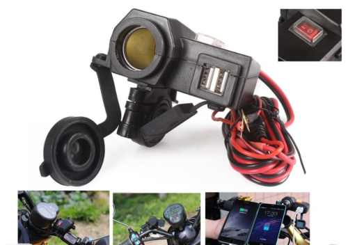 Motorcycle Cigarette Lighter Dual USB GPS Power Socket Charger Universal
