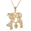 Wedding Lovers Heart Pendant Gold Platinum Galvanized Austrian Zircon   yellow