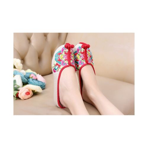 Old Beijing Cloth Shoes Summer Woman Cowhells Sole Embroidered Shoes Slipsole Vi