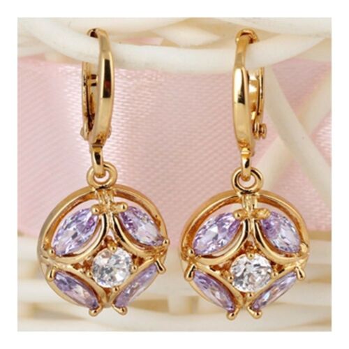 Ear Accessory 18K Gold Galvanized   gold plated purple zircon