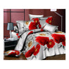 3D Flower Bed Quilt/Duvet Sheet Cover 4PC Set Cotton Sanded 009