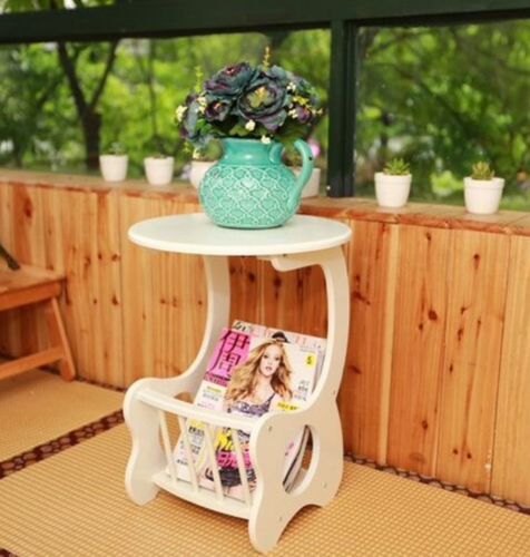 Coffee Tea Table Laptop Lamp Wooden - WHITE