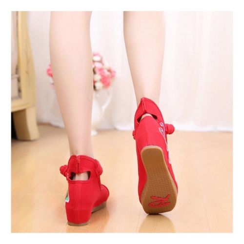 Sunflower National Style Woman Shoes Increased within Emboridered Shoes Old Beij