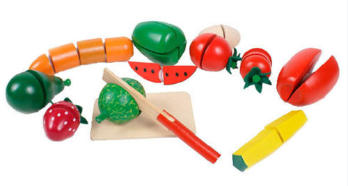 NON-TOXIC WOODEN CUTTING FRUIT  kitchen pretend role play food kids toy
