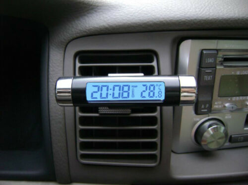 LCD Display Thermometer Car Electronic Clock Type Of Air Outlet Clamp Electronic