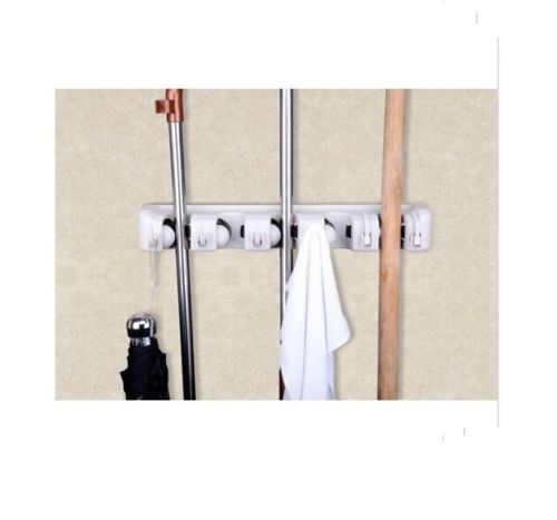 5 Position Mop Broom Brush Organizer Holder Storage Wall Mounted Rack Hanger