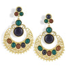 Ethnic Colorful Alloy diamond crescent earrings   COFFEE+BLUE