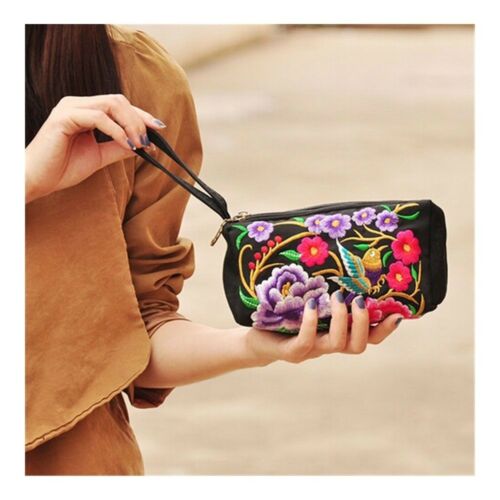 National Style Miao Embroidery Bulk Three Rows Zipper Small Bag Coin Case Mobile