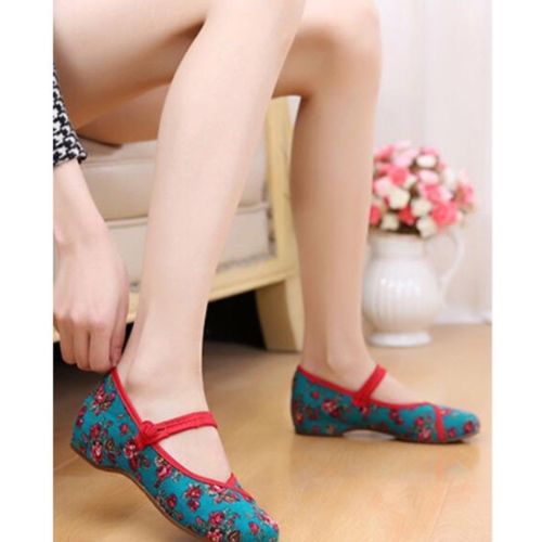 Old Beijing Cloth Shoes Slipsole Small Flower National Style Embroidered Shoes D