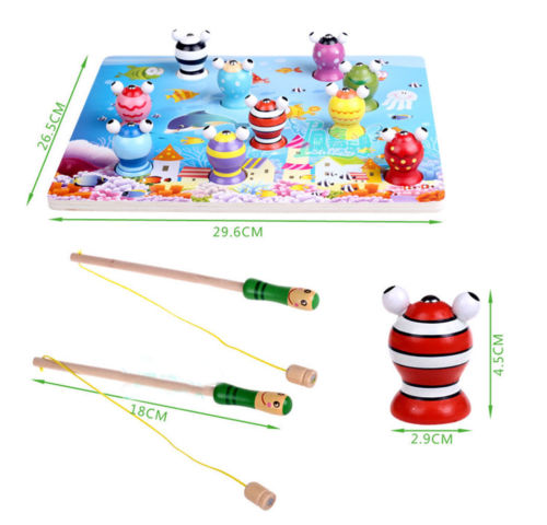Brand New Wooden Magnetic Fishing Game Wooden stereoscopic 3D magnetic fishing