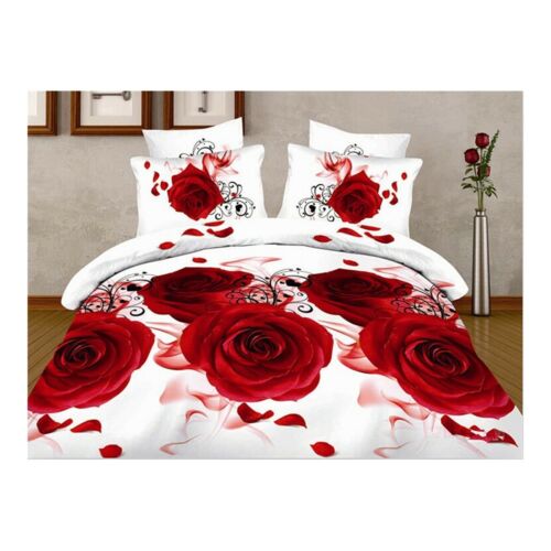 3D Flower Bed Quilt/Duvet Sheet Cover 4PC Set Cotton Sanded 032